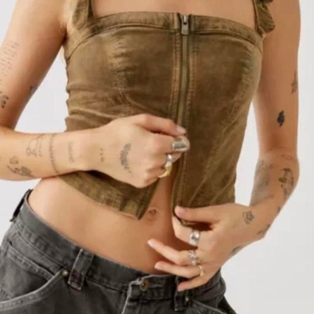 Olive green faded cargo bustier top